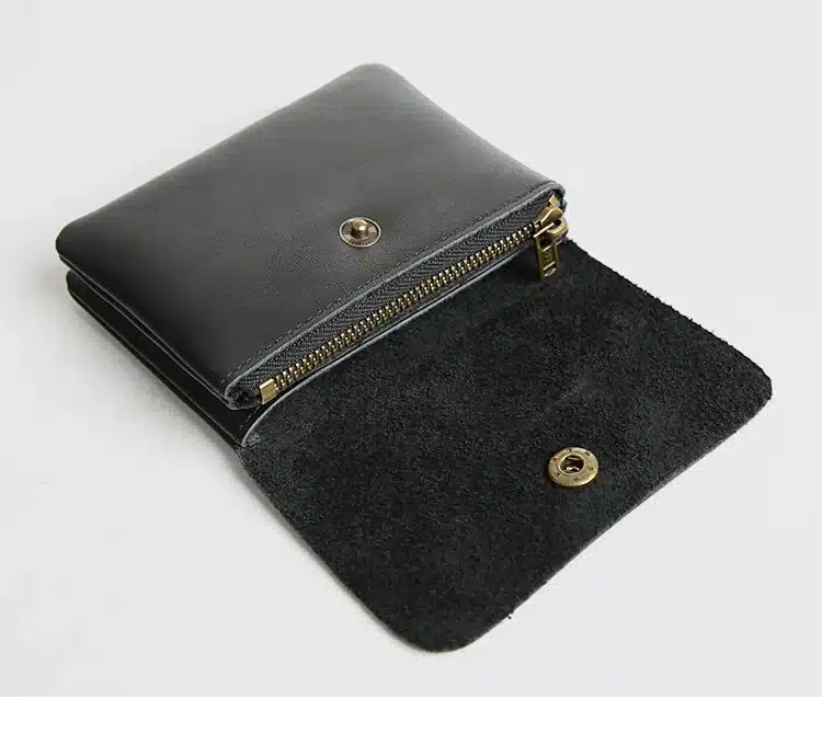 Vintage Genuine Leather Cowhide Men Women Short Mini Small Wallet Wallets Coin Purse Pocket Zipper Card Holder Man Women's Purse 28