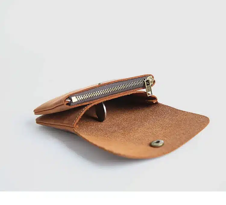 Vintage Genuine Leather Cowhide Men Women Short Mini Small Wallet Wallets Coin Purse Pocket Zipper Card Holder Man Women's Purse 37