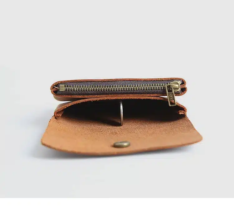 Vintage Genuine Leather Cowhide Men Women Short Mini Small Wallet Wallets Coin Purse Pocket Zipper Card Holder Man Women's Purse 38