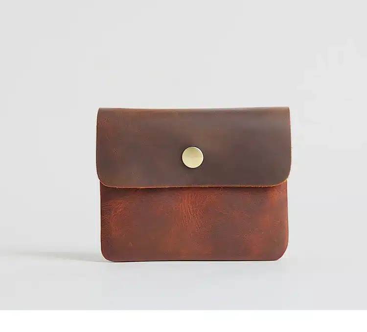 Vintage Genuine Leather Cowhide Men Women Short Mini Small Wallet Wallets Coin Purse Pocket Zipper Card Holder Man Women's Purse 50