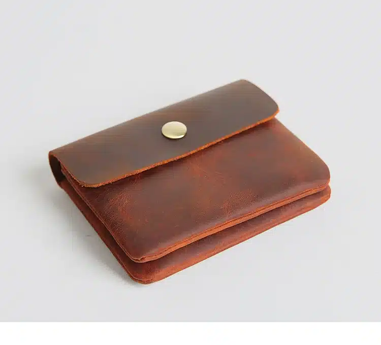Vintage Genuine Leather Cowhide Men Women Short Mini Small Wallet Wallets Coin Purse Pocket Zipper Card Holder Man Women's Purse 52