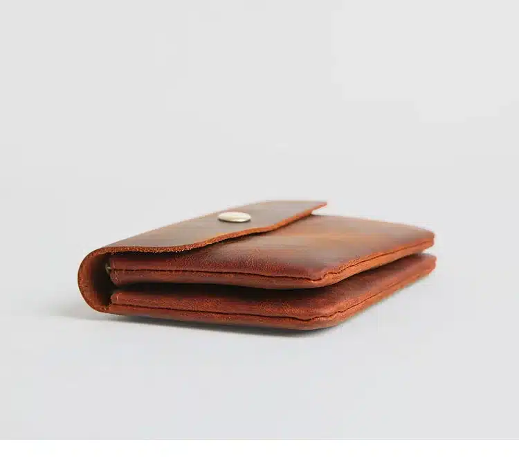 Vintage Genuine Leather Cowhide Men Women Short Mini Small Wallet Wallets Coin Purse Pocket Zipper Card Holder Man Women's Purse 53