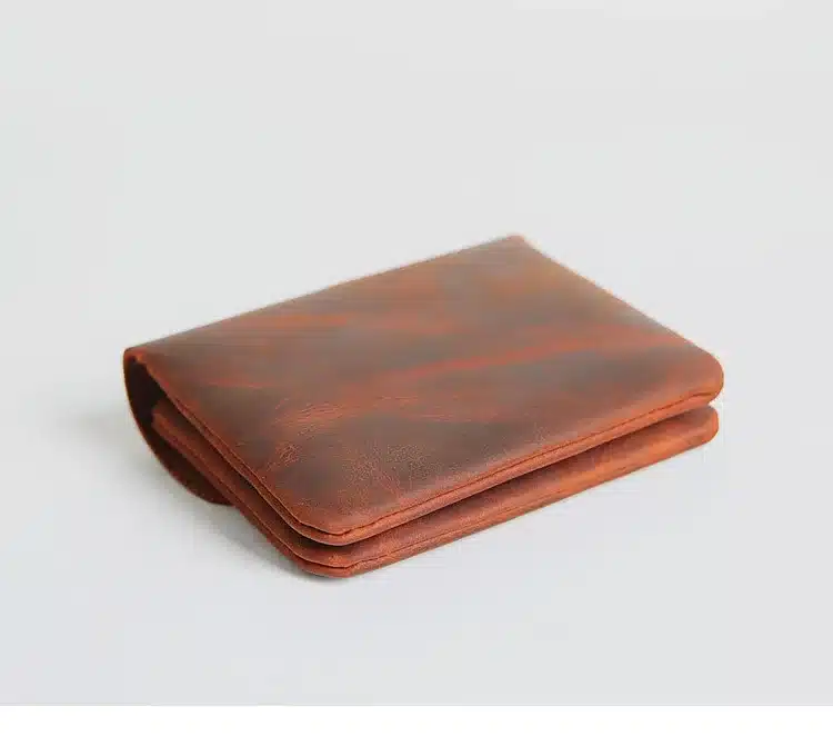 Vintage Genuine Leather Cowhide Men Women Short Mini Small Wallet Wallets Coin Purse Pocket Zipper Card Holder Man Women's Purse 54