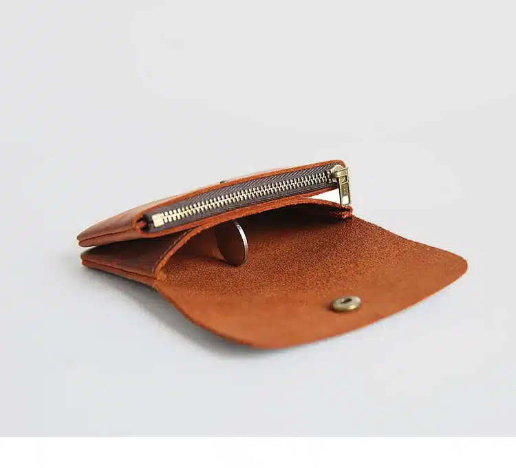 Vintage Genuine Leather Cowhide Men Women Short Mini Small Wallet Wallets Coin Purse Pocket Zipper Card Holder Man Women's Purse 55