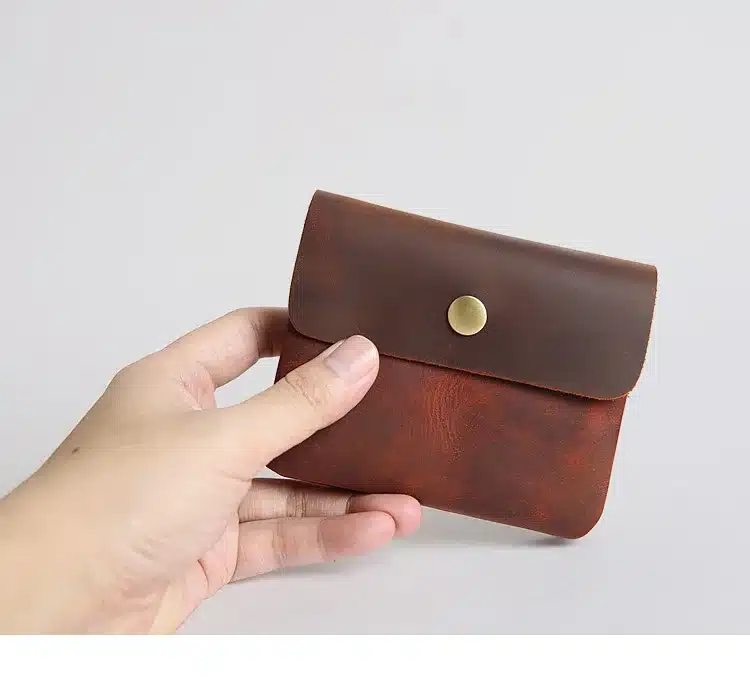 Vintage Genuine Leather Cowhide Men Women Short Mini Small Wallet Wallets Coin Purse Pocket Zipper Card Holder Man Women's Purse 56