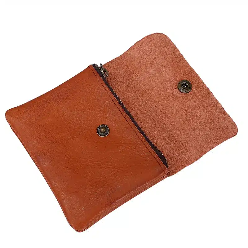 Vintage Genuine Leather Cowhide Men Women Short Mini Small Wallet Wallets Coin Purse Pocket Zipper Card Holder Man Women's Purse 64