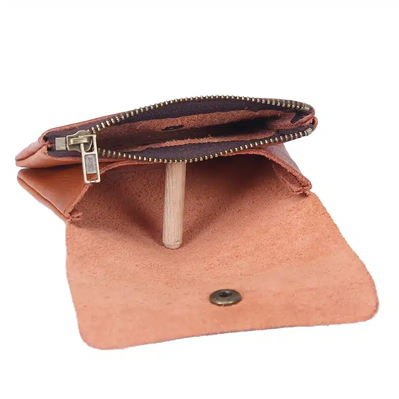 Vintage Genuine Leather Cowhide Men Women Short Mini Small Wallet Wallets Coin Purse Pocket Zipper Card Holder Man Women's Purse 68