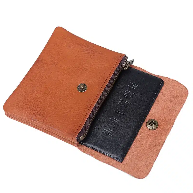 Vintage Genuine Leather Cowhide Men Women Short Mini Small Wallet Wallets Coin Purse Pocket Zipper Card Holder Man Women's Purse 69