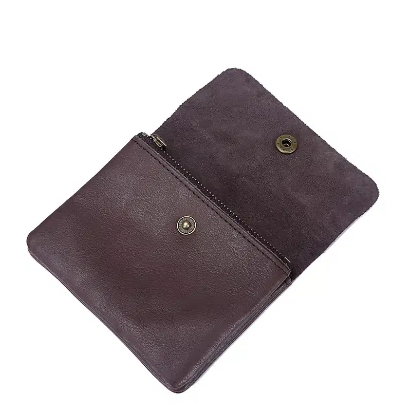 Vintage Genuine Leather Cowhide Men Women Short Mini Small Wallet Wallets Coin Purse Pocket Zipper Card Holder Man Women's Purse 77