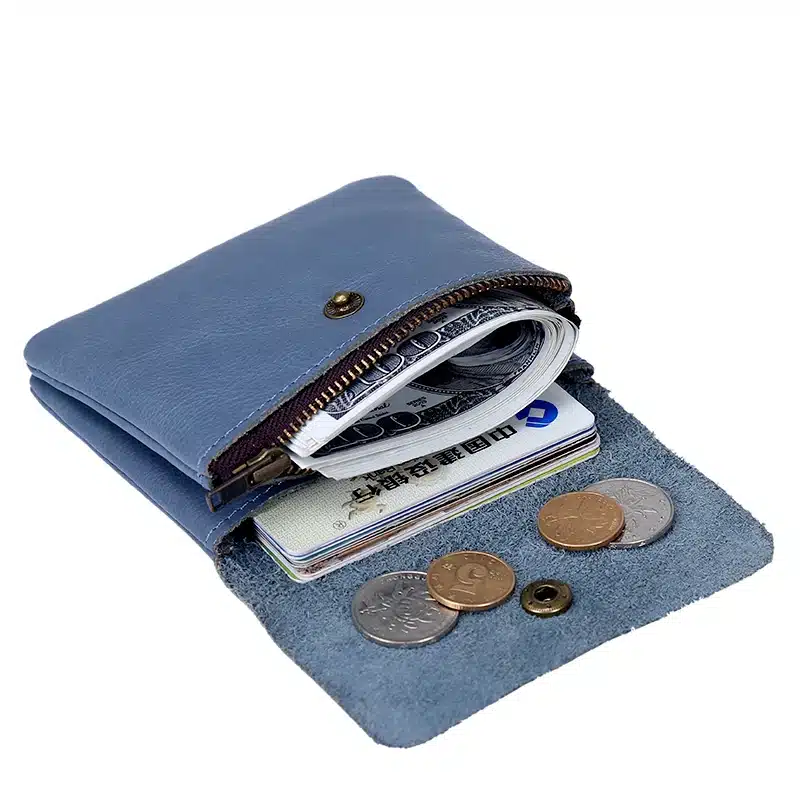 Vintage Genuine Leather Cowhide Men Women Short Mini Small Wallet Wallets Coin Purse Pocket Zipper Card Holder Man Women's Purse 88