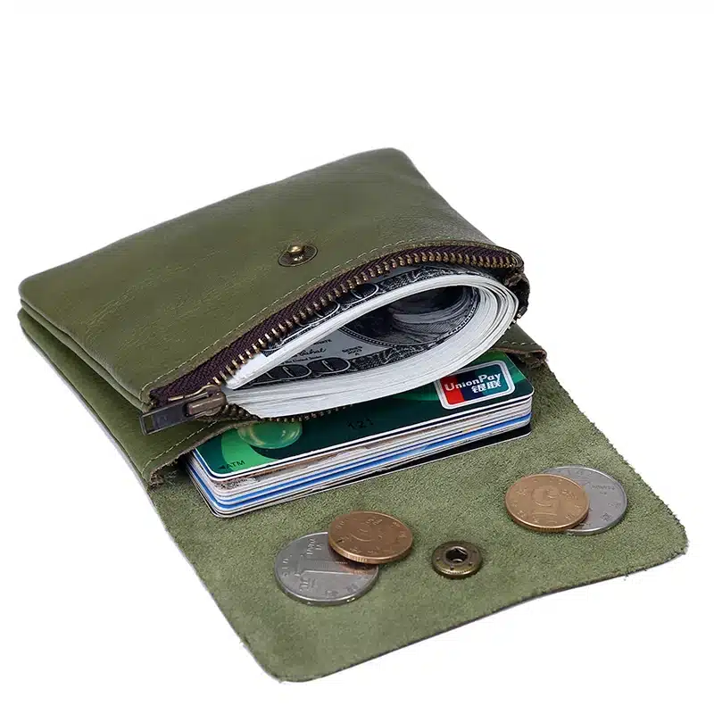 Vintage Genuine Leather Cowhide Men Women Short Mini Small Wallet Wallets Coin Purse Pocket Zipper Card Holder Man Women's Purse 97