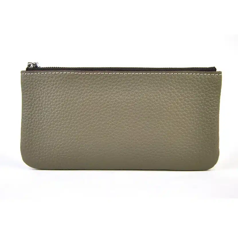 Men Women Genuine Leather Simple Zip Wallet Cellphone Bag Fashion Designer Purse Checkbook Coin Change Credit Card Holder Clutch 10