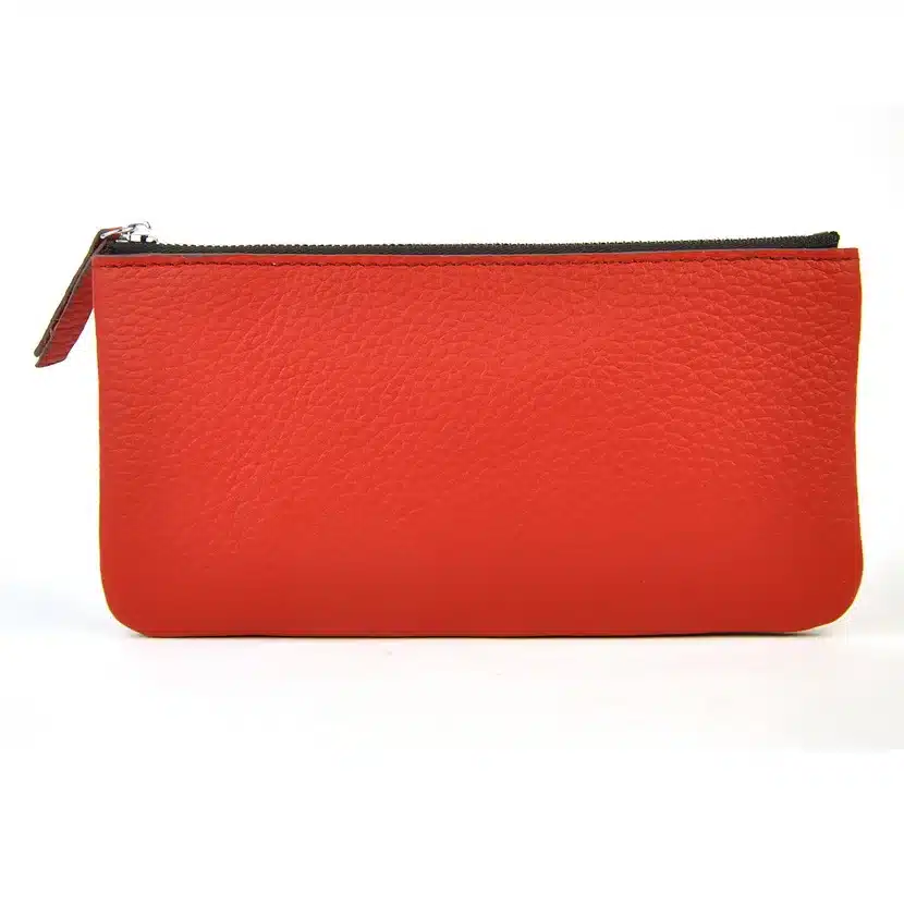 Men Women Genuine Leather Simple Zip Wallet Cellphone Bag Fashion Designer Purse Checkbook Coin Change Credit Card Holder Clutch 12