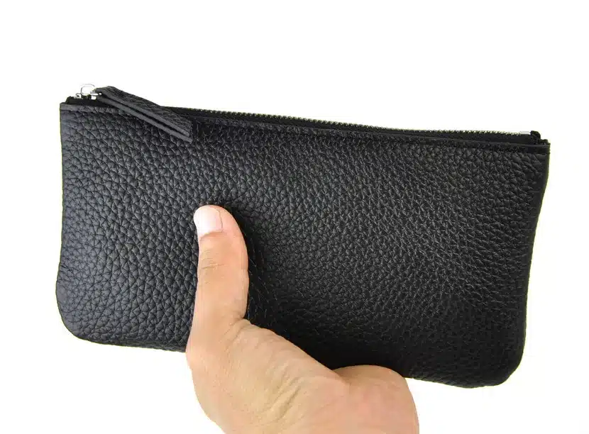 Men Women Genuine Leather Simple Zip Wallet Cellphone Bag Fashion Designer Purse Checkbook Coin Change Credit Card Holder Clutch 13