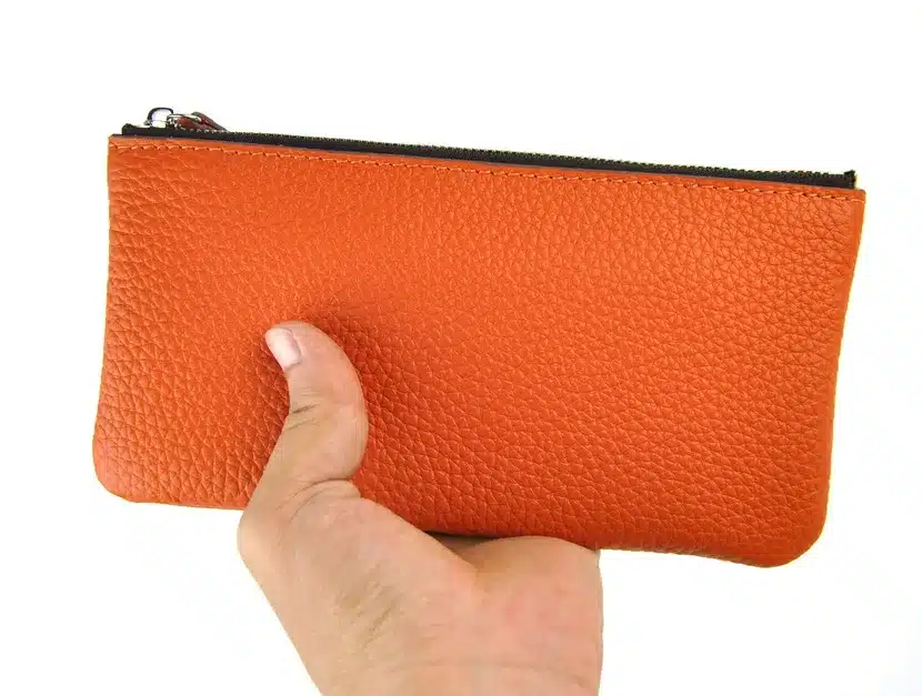 Men Women Genuine Leather Simple Zip Wallet Cellphone Bag Fashion Designer Purse Checkbook Coin Change Credit Card Holder Clutch 14
