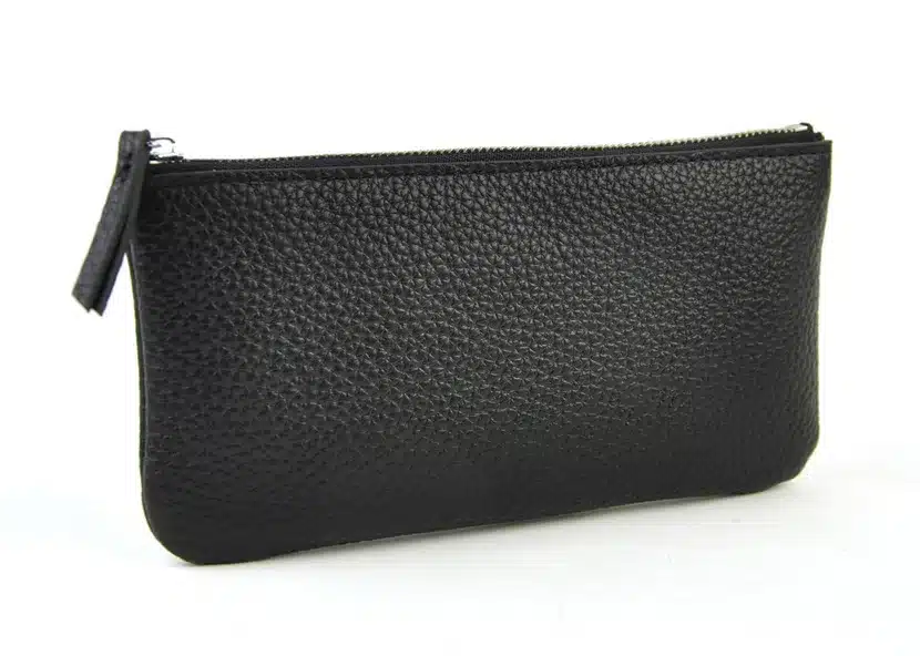 Men Women Genuine Leather Simple Zip Wallet Cellphone Bag Fashion Designer Purse Checkbook Coin Change Credit Card Holder Clutch 17
