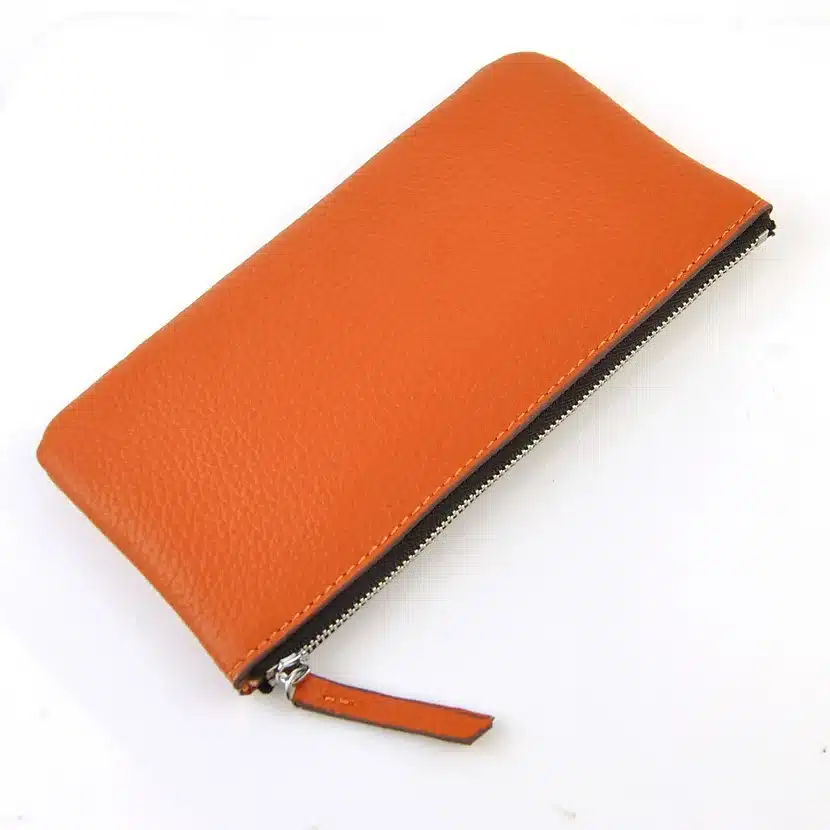 Men Women Genuine Leather Simple Zip Wallet Cellphone Bag Fashion Designer Purse Checkbook Coin Change Credit Card Holder Clutch 23