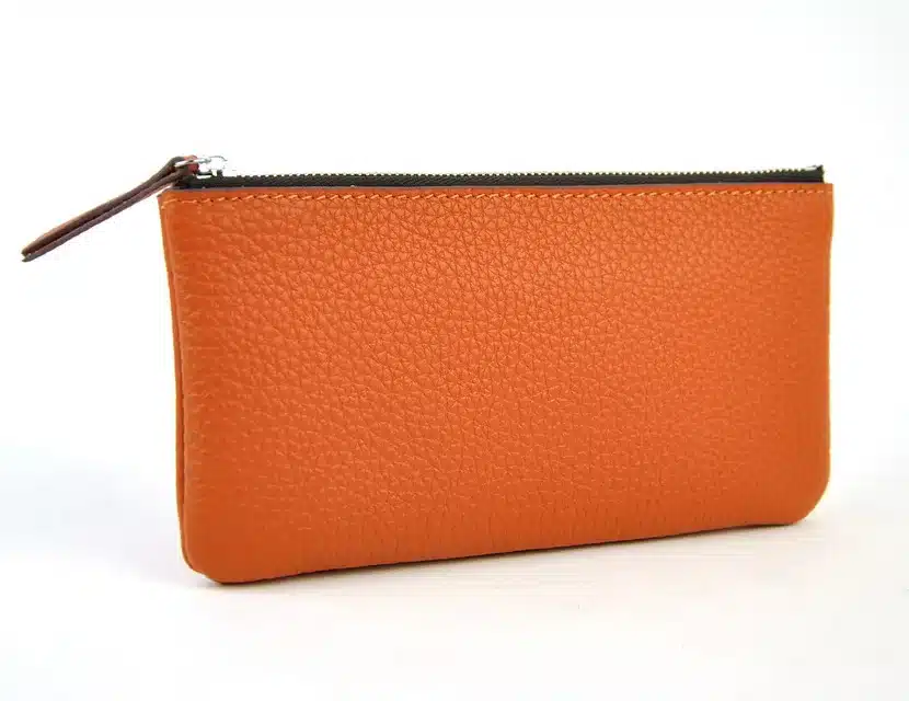 Men Women Genuine Leather Simple Zip Wallet Cellphone Bag Fashion Designer Purse Checkbook Coin Change Credit Card Holder Clutch 25