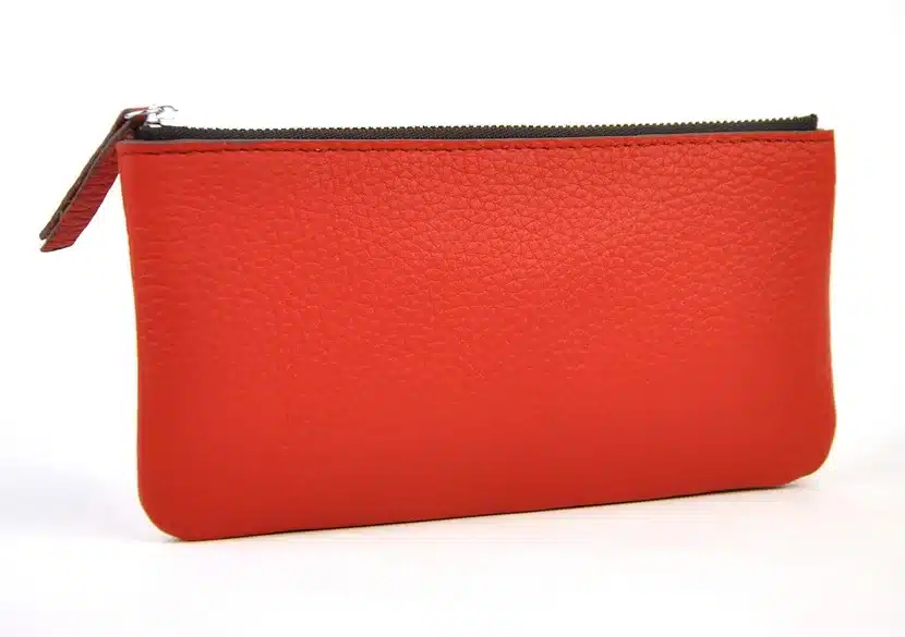 Men Women Genuine Leather Simple Zip Wallet Cellphone Bag Fashion Designer Purse Checkbook Coin Change Credit Card Holder Clutch 28