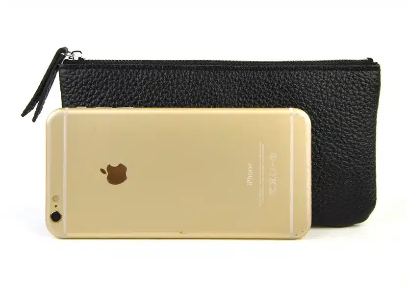 Men Women Genuine Leather Simple Zip Wallet Cellphone Bag Fashion Designer Purse Checkbook Coin Change Credit Card Holder Clutch 32