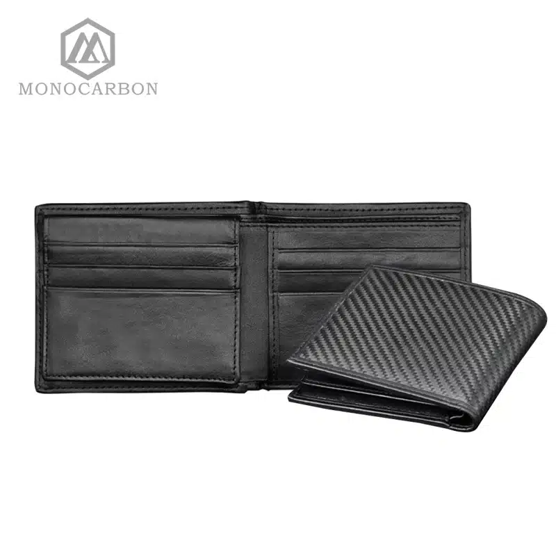 Monocarbon Luxury Design Real Carbon Fiber Matte Surface Pattern Leather Short Vintage Wallet Business Men Purse 11