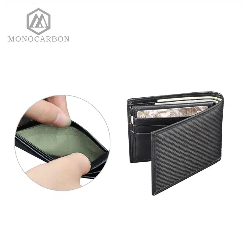 Monocarbon Luxury Design Real Carbon Fiber Matte Surface Pattern Leather Short Vintage Wallet Business Men Purse 15