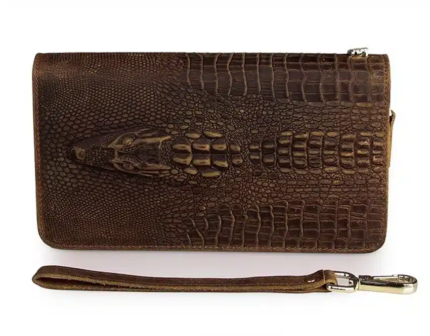 Men famous brand genuine leather double zipper clutch wallet male crocodile pattern purses lady Multi-function phone bag purse 14