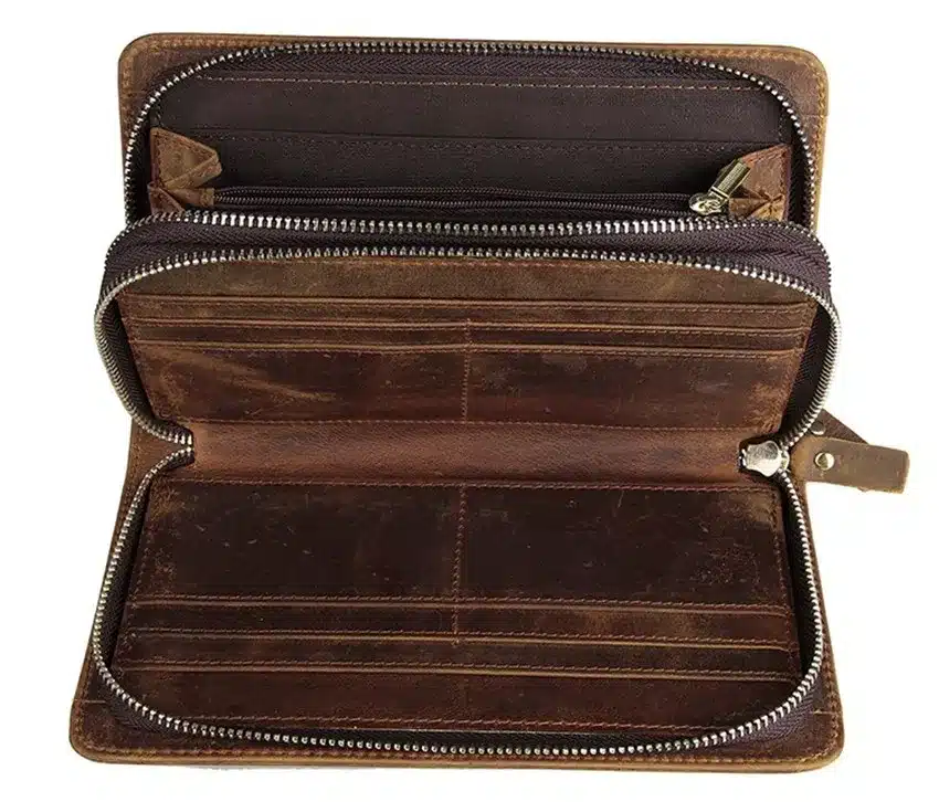 Men famous brand genuine leather double zipper clutch wallet male crocodile pattern purses lady Multi-function phone bag purse 16