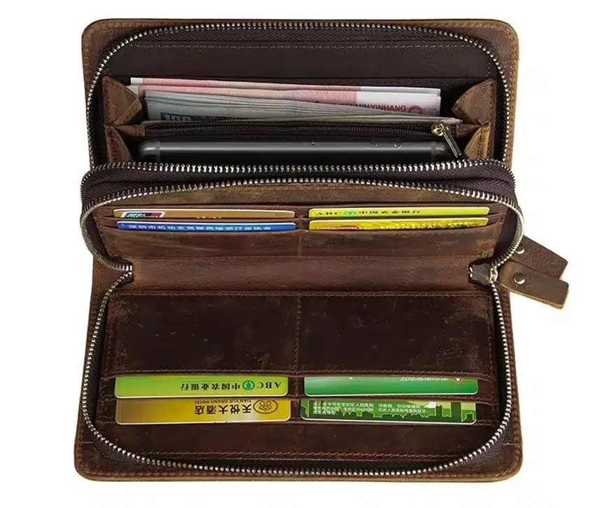 Men famous brand genuine leather double zipper clutch wallet male crocodile pattern purses lady Multi-function phone bag purse 17