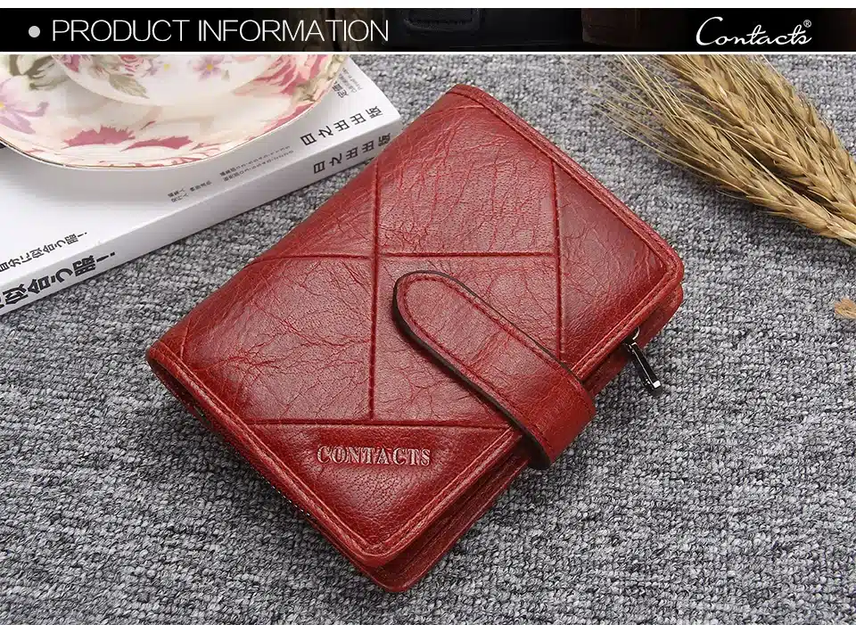 Contact's 2017 New Vintage Women Wallets Female Genuine Leather Womens Wallet Zipper and Hasp Design With Coin Purse Pockets 19