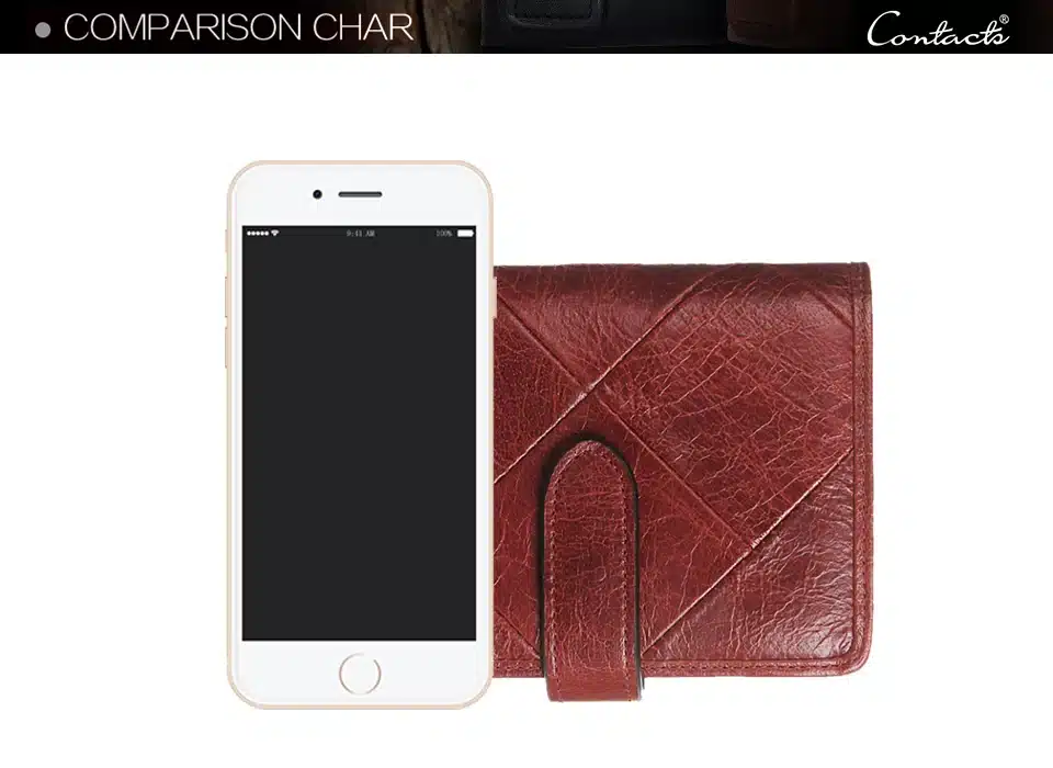 Contact's 2017 New Vintage Women Wallets Female Genuine Leather Womens Wallet Zipper and Hasp Design With Coin Purse Pockets 27