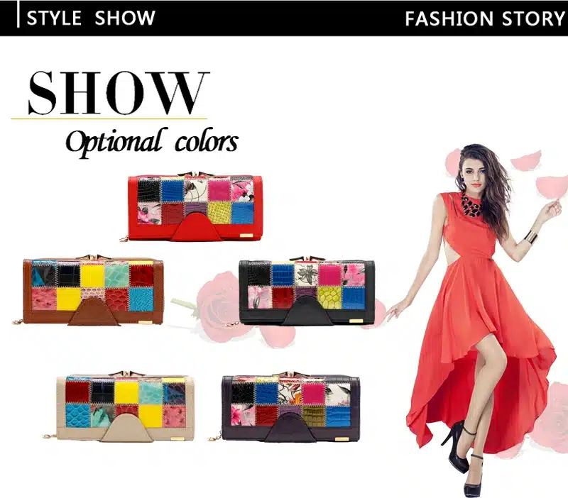 Qianxilu Brand Fashion Women Wallet Genuine Leather Patchwork Purse Female Long Design 2016 12