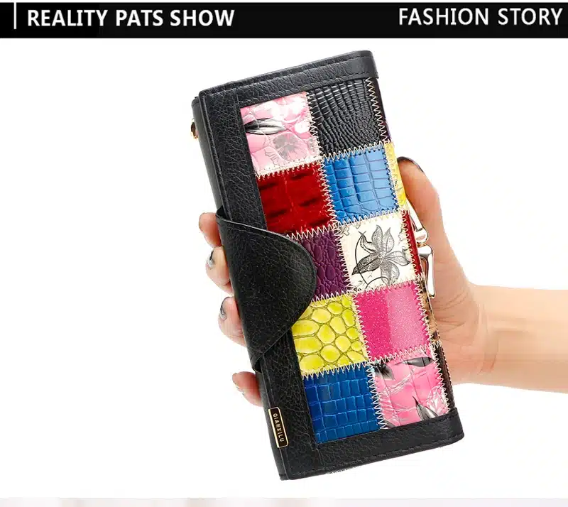 Qianxilu Brand Fashion Women Wallet Genuine Leather Patchwork Purse Female Long Design 2016 13