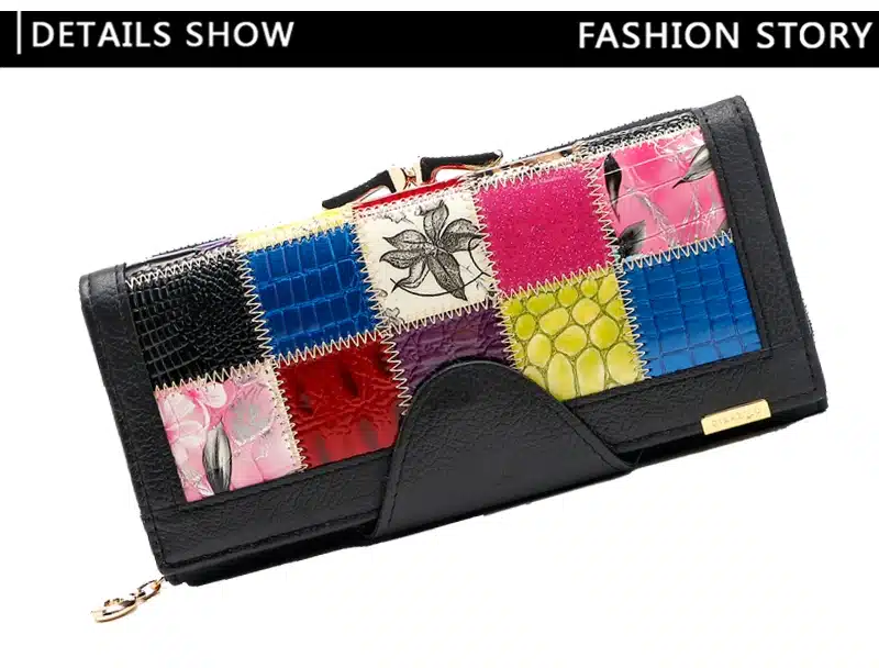 Qianxilu Brand Fashion Women Wallet Genuine Leather Patchwork Purse Female Long Design 2016 16