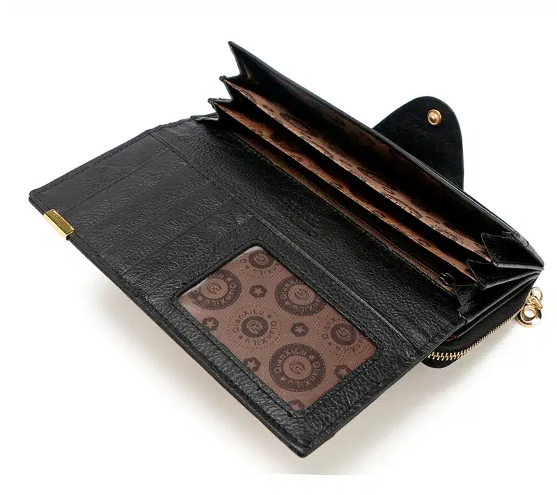 Qianxilu Brand Fashion Women Wallet Genuine Leather Patchwork Purse Female Long Design 2016 18