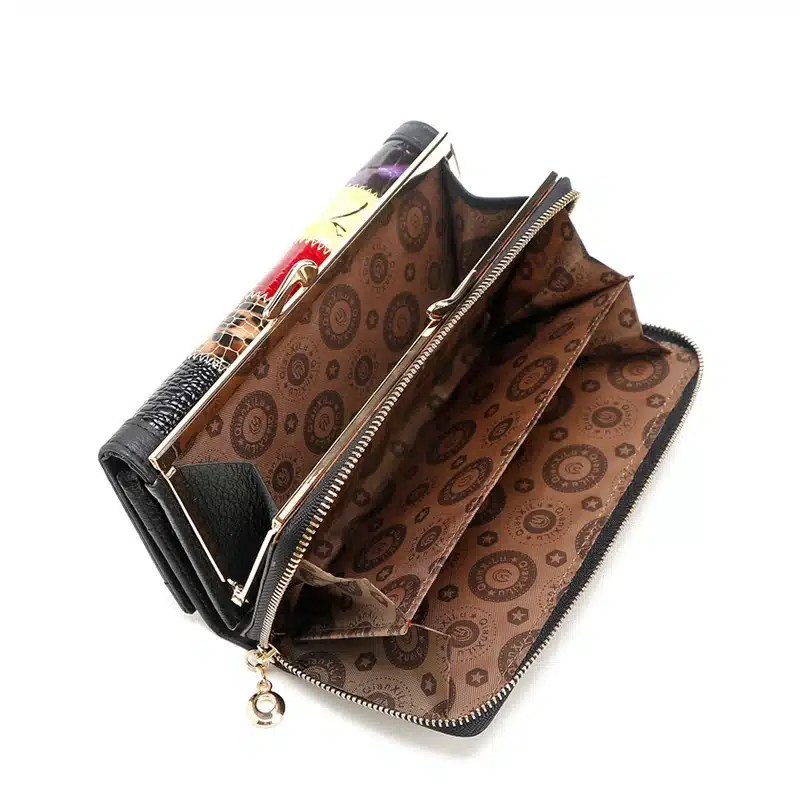 Qianxilu Brand Fashion Women Wallet Genuine Leather Patchwork Purse Female Long Design 2016 19