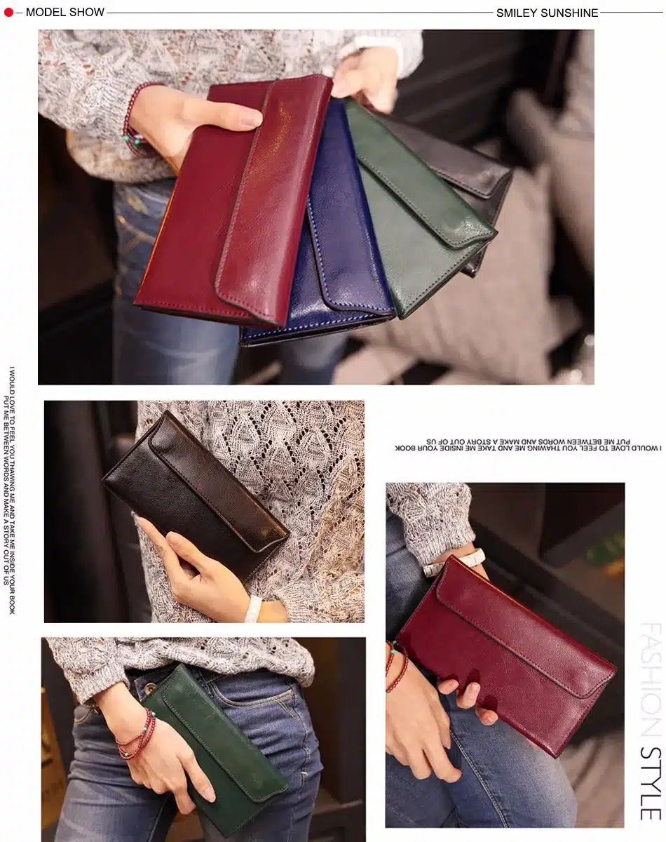 Slim Genuine Leather Women Wallet Female Long Clutch Fashion Women Purse Card Holders Ladies Wallet portefeuille femme portfolio 4