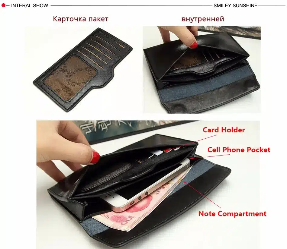 Slim Genuine Leather Women Wallet Female Long Clutch Fashion Women Purse Card Holders Ladies Wallet portefeuille femme portfolio 5