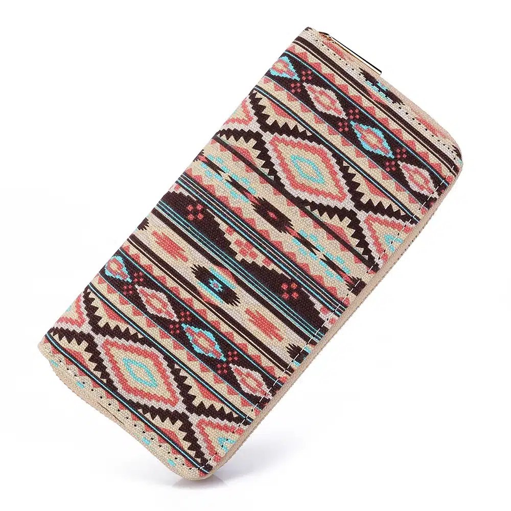 Sansarya 10 Colors Bohemia Woven Boho Long Women Wallet Aztec Female Purse Ladies Tribal Card Holder Girls With Cupreous Zipper 1