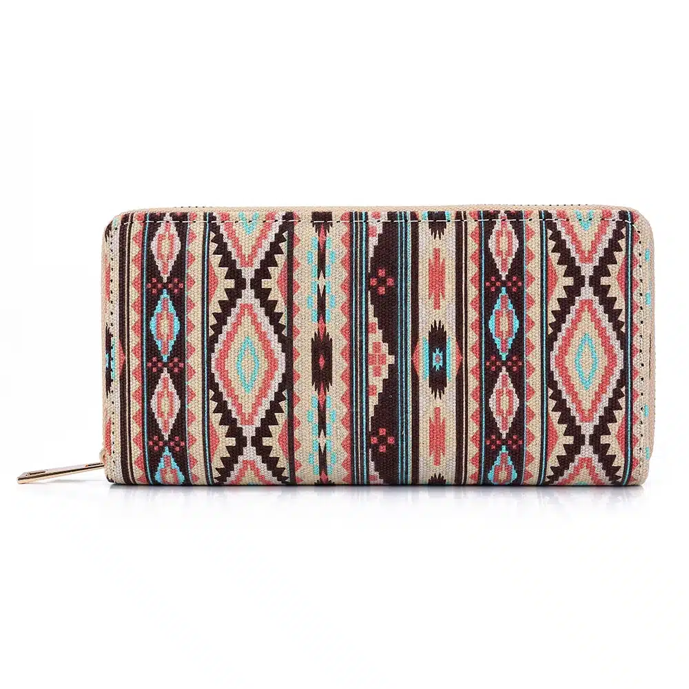Sansarya 10 Colors Bohemia Woven Boho Long Women Wallet Aztec Female Purse Ladies Tribal Card Holder Girls With Cupreous Zipper 2