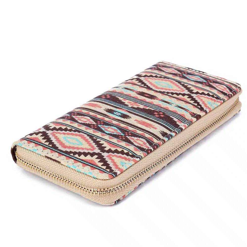 Sansarya 10 Colors Bohemia Woven Boho Long Women Wallet Aztec Female Purse Ladies Tribal Card Holder Girls With Cupreous Zipper 5