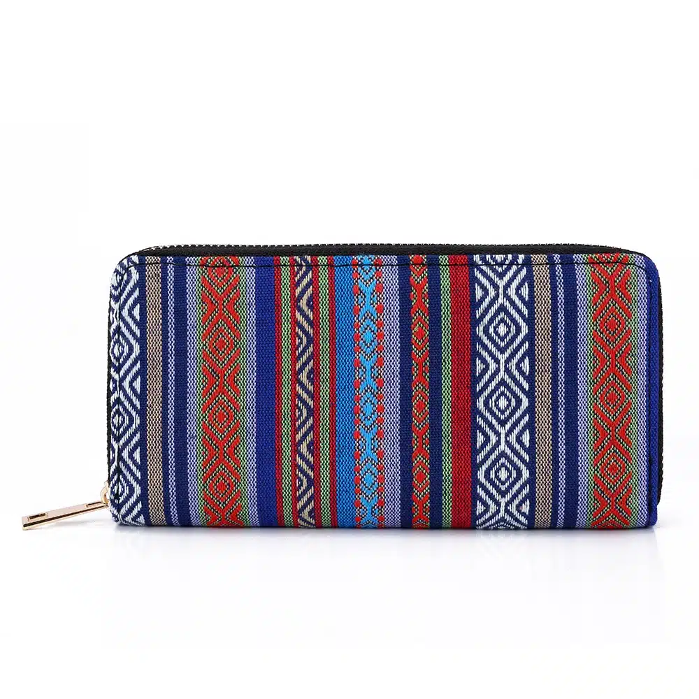 Sansarya 10 Colors Bohemia Woven Boho Long Women Wallet Aztec Female Purse Ladies Tribal Card Holder Girls With Cupreous Zipper 7