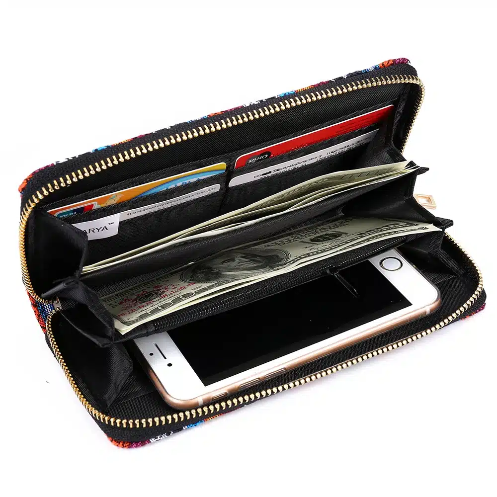 Sansarya 10 Colors Bohemia Woven Boho Long Women Wallet Aztec Female Purse Ladies Tribal Card Holder Girls With Cupreous Zipper 48