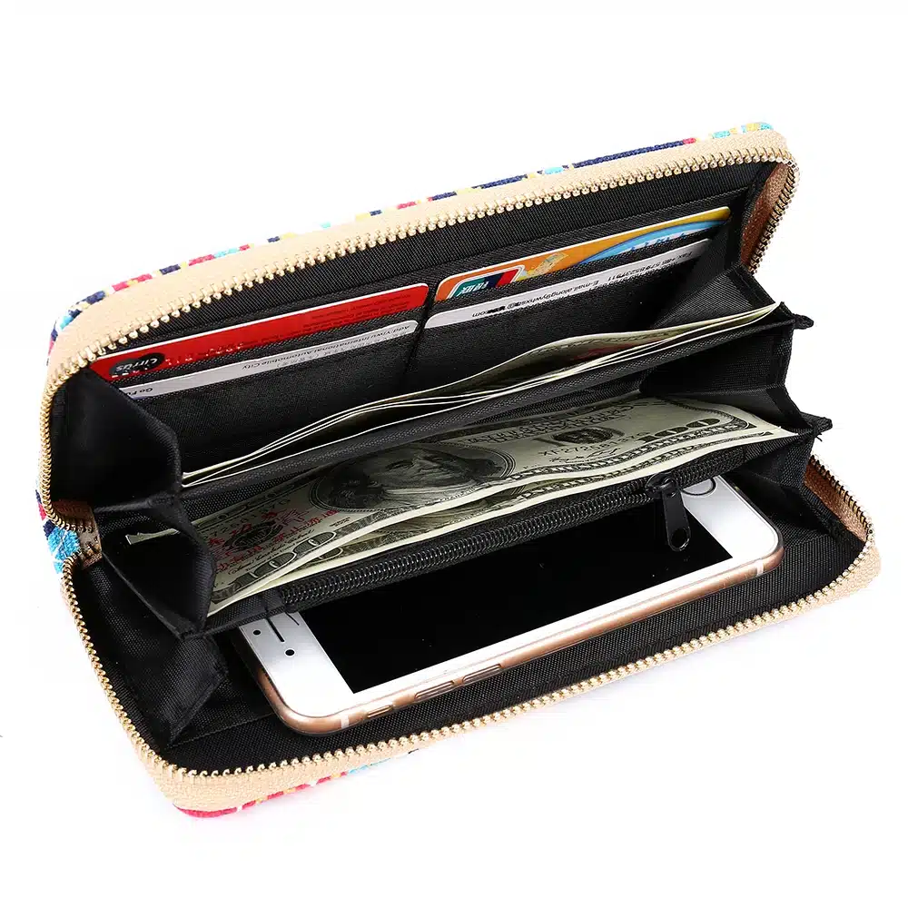 Sansarya 10 Colors Bohemia Woven Boho Long Women Wallet Aztec Female Purse Ladies Tribal Card Holder Girls With Cupreous Zipper 95