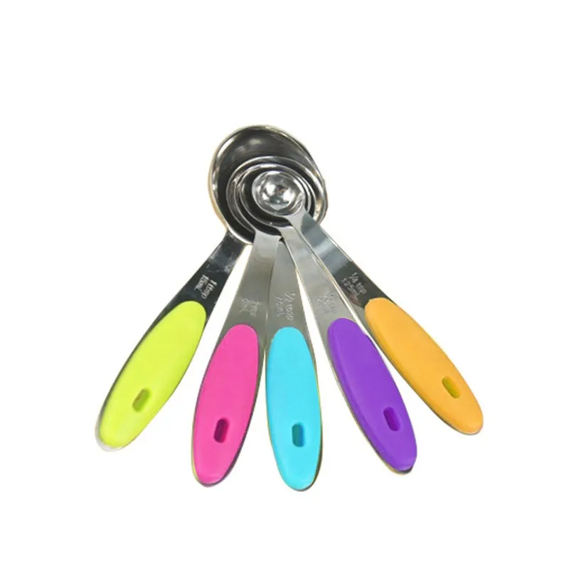 Set of 10pcs Stainless Steel Measuring Cups And Measuring Spoon Scoop Silicone Handle Kitchen Measuring Tool 10