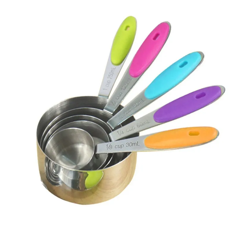 Set of 10pcs Stainless Steel Measuring Cups And Measuring Spoon Scoop Silicone Handle Kitchen Measuring Tool 15