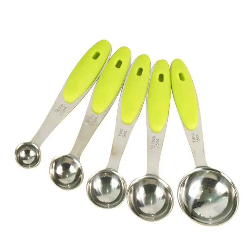 Set of 10pcs Stainless Steel Measuring Cups And Measuring Spoon Scoop Silicone Handle Kitchen Measuring Tool 16