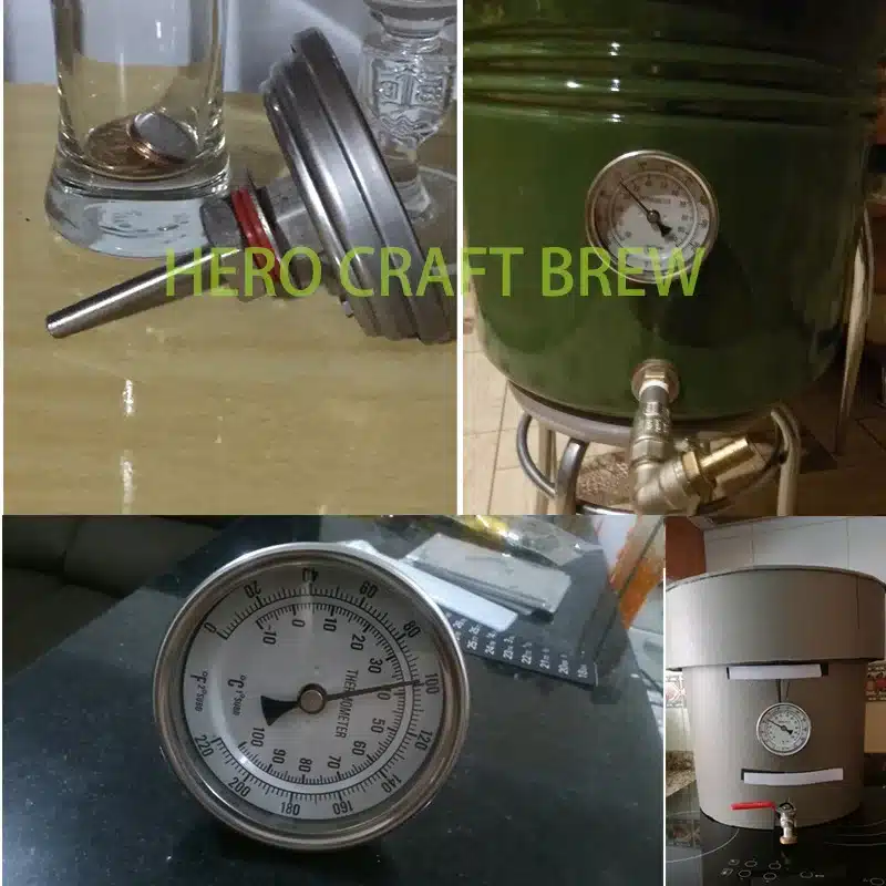 1/2" BSP Bimetal Thermometer Home Brew Dial 3" 0-220F Beer Brew Mash Wort Temperature Boil Tank Temperature Meter Weldless Kettl 9