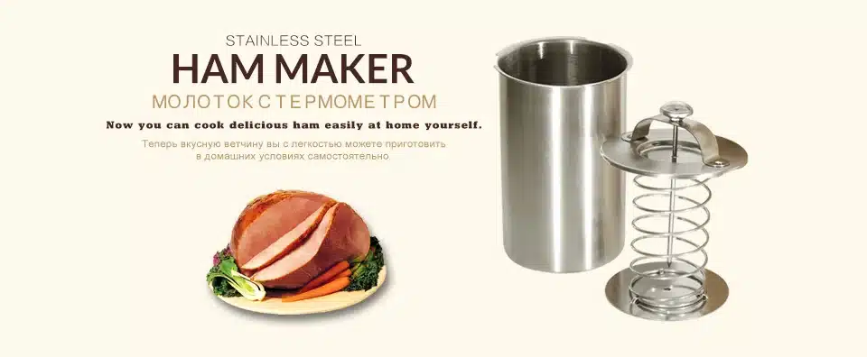1 Liter Stainless Steel Ham Maker / Ham Meat Rolling Machine With a Thermometer Ham Boiler Meat Pot Pan Pressure Ham Cooker 10