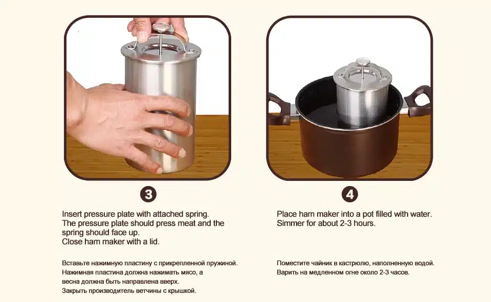 1 Liter Stainless Steel Ham Maker / Ham Meat Rolling Machine With a Thermometer Ham Boiler Meat Pot Pan Pressure Ham Cooker 14
